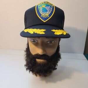 Vintage 90s Trucker Hat Santa Monica Police Patch Mesh Adjustable Hat
